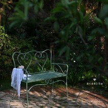 공원 의자 야외 벤치 철제 아웃도어가구 옥상 테라스 썬룸 옥상인테리어 카페 펜션, 소프트 그린