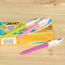 BiC 독특한 파스텔잉크 내장-빅 1.0mm 2색 유성볼펜 2컬러 패션 멀티펜 1다스(12자루) HA123-3 바이올렛(핑크+바이올렛) 1다스, 1개, 색상