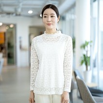 엄마옷 모슬린 레이스 반폴라 긴팔 티셔츠 TP301032마담 미시옷 50대 중년여성의류 60대 엄마옷 빅사이즈 할머니옷 여성옷