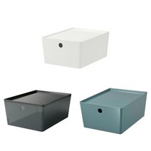 [이케아] KUGGIS 쿠기스 수납함+뚜껑 26x35x15cm/수납박스/정리함/리빙/공간, 색상:터쿼이즈_204.768.22