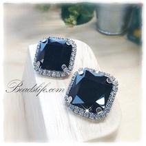 비즈라이프 23mm 정사각 보석단추, 1개, 검정