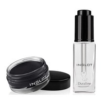 Inglot AMC 아이라이너 젤 77 및 듀랄린 Gute 화장품 휴대용 가방 포함 3피스 번들 801655, Black