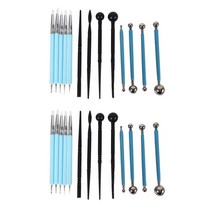 SV-26Pcs 폴리머 모델링 점토 조각 도구 도트 펜 실리콘 팁 볼 스타일러스 도자기 세라믹, [01] blue  black
