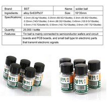 BGA Reballing Balls (0.2 0.25 0.3 0.35 0.4 0.45 0.5 0.55 0.6 0.65 ) BGA 솔더볼 수리 도구 BGA 재 작업, 09 0.60MM