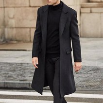 남자롱코트 남자겨울코디 겨울남성 가을 솔리드 긴 소매 모직 재킷 양털 오버 streetwear 패션 긴 트렌치 겉옷