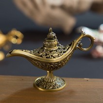 1PC 알라딘 램프 전통 할로우 아웃 페어리 테일 매직 알라딘 소원 램프 차 주전자 빈티지 레트로 홈 인테리어 액세서리, 다크 그레이