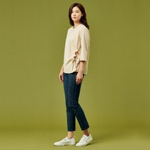 여성 슬림핏 레터링 데님 팬츠 청바지