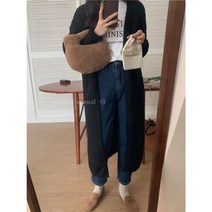 [이꾸띠] 화로우리 여성 겨울 노카라 무지 따뜻하고 귀여운 4컬러 니트 롱 코트