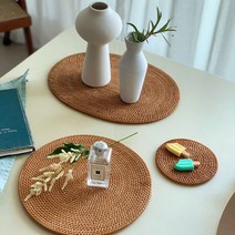라탄 테이블매트 원형 타원형 식탁매트 깔게 세팅 패드 깔개 홈카페 인테리어