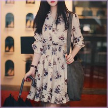 봄 날 원피스 하객 랩 플레어 쉬폰 소매 허리밴드 Mxw 롱 브이넥 꽃무늬 큐티 로맨틱 밴딩 캠핑 편안한 여행 나들이 휴가 청순 바닷가 해변 기본 러블리 심플 우아한 귀여운 휴양지 바캉스 해수욕장 데일리