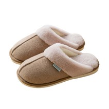 인사이드리빙 따뜻하고 편안한 여성 남성 겨울 털 실내 실내용 슬리퍼 거실화 사무실 보온 쿠션 푹신한 슬리퍼, 브라운