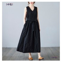레이스 빅사이즈 리넨 속나시 A라인 린넨 나시 원피스 여름 하객패션 민소매 잔꽃 스퀘어넥