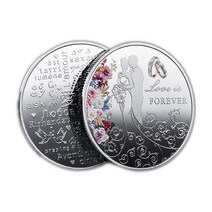 화폐수집 동전수집 주화 사랑의 영원히 결혼 기념일 컬렉션 금은 도금 동전 발렌타인 데이 선물 로맨틱, 02 CSilver