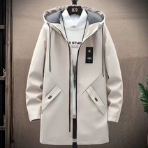 Z3JC 캐주얼 멋내기 미디 후드 봄가을 남성 트렌치코트