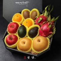925(월) 15시까지 주문시 명절전배송SSG 정담명품 과일 프리미엄 선물세트 팔각 혼합 5호 (용과2사과2배2아보카도2오렌지2키위2) - 보자기포장 -인증