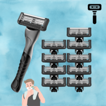 수동면도기 일회용면도기 안전면도기 클래식면도기 면도날 10개 면도기세트, 면도기 + 면도날10개