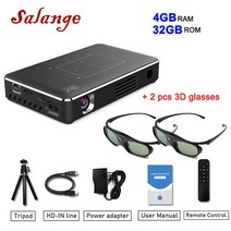 빔프로젝터 salange dlp 4k android wifi mini projecter support dlna 1080p 350 ansi usb proyector for mac, 4g32gd