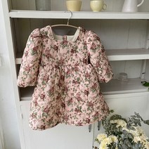 바로배송 장미 도톰 원피스 패딩 드레스 여아 자매룩 데일리 어린이집 유치원 등하원룩 생파룩