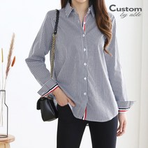 커스텀에이블 배색라인 스트라이프 셔츠 C2301BL004A