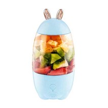 버티컬믹서 반죽기 스탠드 믹서기USB 충전식 과일 블렌딩 믹서 휴대용 가정용 사랑스러운 토끼 컵, 02 파란