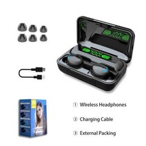 OTVP TWS F9 블루투스 이어폰 샤오미 50 스테레오 방수 무선 헤드폰 핸즈프리 Binaural 헤드셋, 03 B-Black, B-Black