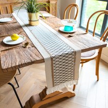 술 테이블 타월 짠 긴 테이블 러너 커버 타월, MX15 검은 메쉬면 로프. 린브 술, 30*120cm