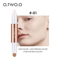O.TWO.O 컨투어 스틱 더블 헤드 컨투어 펜 방수 매트 피니시 하이라이터 3.6g, #01 연한 색 + 연한 갈색 × 2개