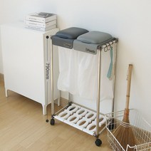퍼블 스텐 이동식 원터치 재활용 분리수거함 2P