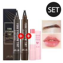 리르 포크 타투아이브로우 (2개+틴트립밤), 포크_그레이블랙+포크_라이트브라운+립밤랜덤, 1세트
