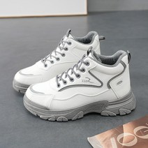 여성 가죽 부츠 통굽 앵클부츠 키높이 발편한 신발 여자부츠 워커 가을 겨울 롱부츠 별빛스토어 Senma Plus Velvet 따뜻한 마틴 부츠 여성 2022 Winter New High High -top Boots 가을과 겨울 여성 흰색 부츠