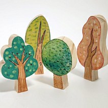 diy 방과후만들기 원목 오너먼트 그리기 나무모양 숲만들기 4종세트