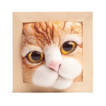 울 펠트 스탬프 캣헤드 액자 고양이 뽀글이 피규어 자체 제작 아이디어 선물 핸드메이드 DIY 제작 재료, C