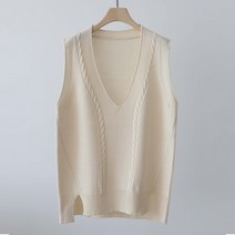 제니트 여성용 루즈핏 브이넥 데일리 롱 우미앞트임꽈 니트 조끼