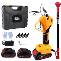 YUON 독일 21V 브러시리스 전기 충전 전동 전지가위 트톡톡365+배터리+2.5m연장장대+전용백+고글+수리킷, 1세트(배터리 2개+연장대)