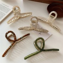[도매기프트] 13.7cm 빅사이즈 고급 마블 일자 꼬임 올림머리 헤어 집게핀, 선택_마블연핑크