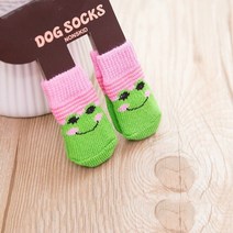 강아지신발 안벗겨지는강아지신발소형견 강아지양말 반려견신발 강아지신발크록스 애견털부츠개 겨울 신발 미끄럼 방지 니트 양말 작은 애완 동물 고양이 신발 치와와 신발 두꺼운 따뜻한, M, 협력사, 핑크 개구리