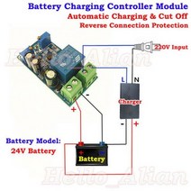 10A 12V 24V 36V 48V 배터리 충전기 자동 충전 컨트롤러 모듈 스위치 과충전 방지 및 전원 차단 보호 보드, 02 24V_02 Module and Box