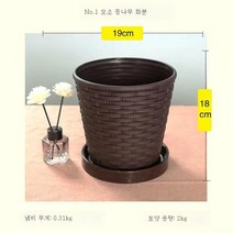 ZZJJC 레진 화분 대나무 모조 플라스틱 화분 두껍게 보강 심플 다육 원형 실내 베란다 그린라 작은 화분, [블랙]+비료 보내기+공구, 라지[구경19cm]3개+받침쟁반