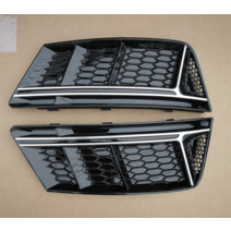 아우디 자동차 앞 범퍼 안개등 그릴 커버 트림 광택 블랙 실버 아우디 A4 B9 2017-2019 에 적합 1 쌍, Silver