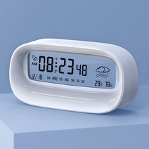 탁상 디지털 온습도계 시계 화이트 온도 습도 시간 날짜 주 알람 카운트다운 날씨 실내환경관리 시간 일정관리 심플 모던디자인 스마트 아침 모닝