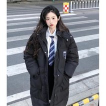 데일리 학원풍 여학생 롱패딩