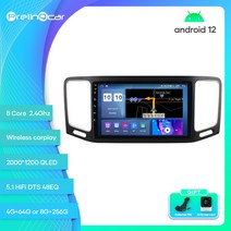 카플레이모니터 무선 차량용 모니터 Prelingcar-폭스바겐 샤란 2012-2018 안드로이드 12 차량 8 256g R, 08 E-7862 8G256G