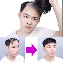 100%인모 수제 남자 정수리 가발 부분 가발 수제 탑 커버 똑딱이, 1개, 자연앞머리타입-소