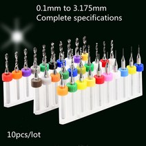 땅파는기계 카바이드 마이크로 목심비트 목공드릴 전동드릴비트 미니 CNC 드릴링 비트 패키지 10 개/묶음 인쇄 회로 기판 보드 pcb용, [01] 0.1mm