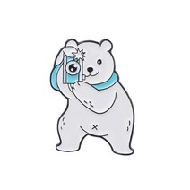 만화 귀여운 작은 동물 북극곰 에나멜 브로치 팬더 사진 사진 합금 핀 달콤한 배지 보석 선물, 스타일 - 5
