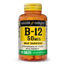 메이슨내츄럴스 B-12 50mcg 타블렛 글루텐 프리 무설탕, 100개입, 1개