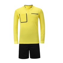 축구 FIFA 유럽축구연맹챔피언스리그 광판 심판복 세트 축구복 심판 외투 축구심판 장비 심판복 남자, 유럽축구연맹챔피언스리그 긴팔: 노란색