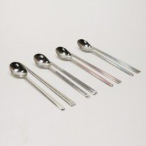 삼미 체크 세라믹 수저세트 4인 가족 숟가락 젓가락, 혼합색상, 블랙&아이보리&핑크&블루