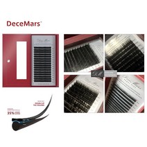 Decemars 속눈썹연장 타원형 납작모 무광 밍크 검정색 16줄 인조 가속눈썹, 1개, 0.15 mm B컬 9 mm