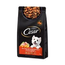 시저 어덜트 소 애견용 연어맛이 곁들여진 최상급 쇠고기 사료, 01 칠면조, 1kg, 3개
